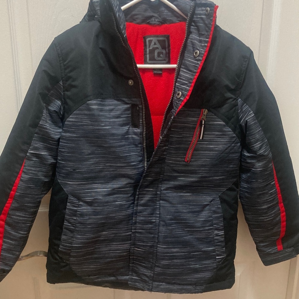 AQ Kids Boys Black Red Insulated Winter Jacket Coat Size 10/12